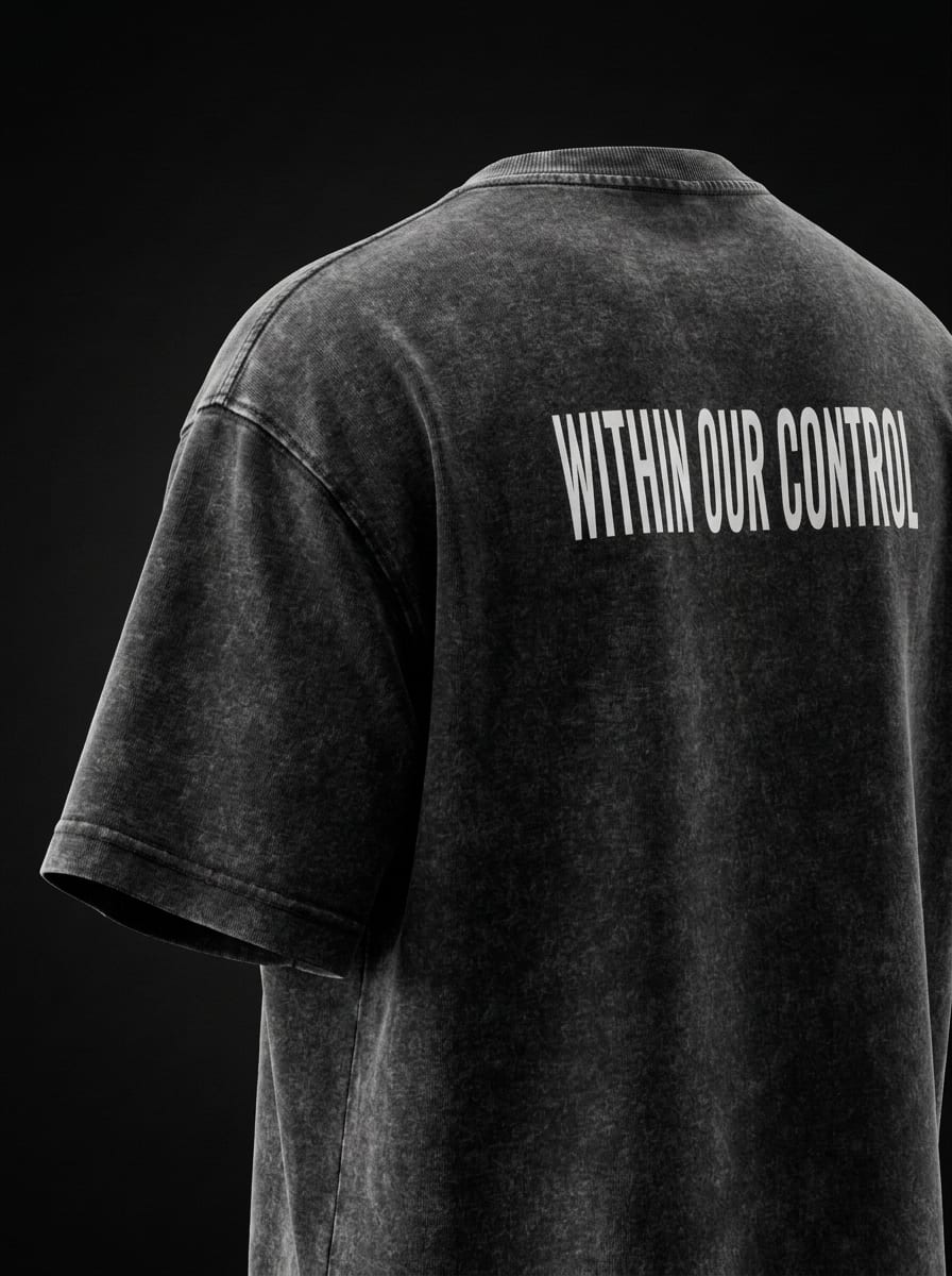 "Within Our Control" Vintage Washed Boxy Tee — Detail View